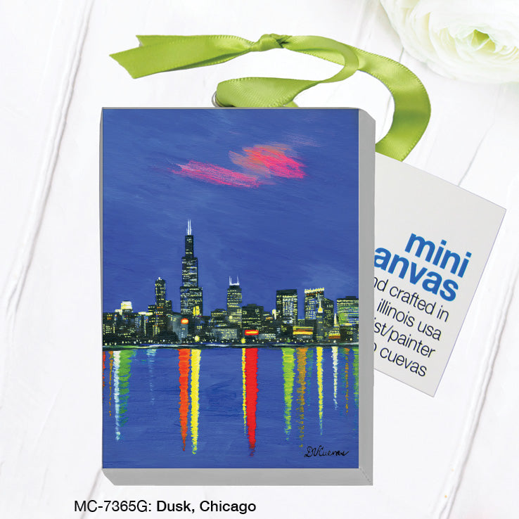 Dusk, Chicago, Mini Canvas (MC-7365G) - Arte House