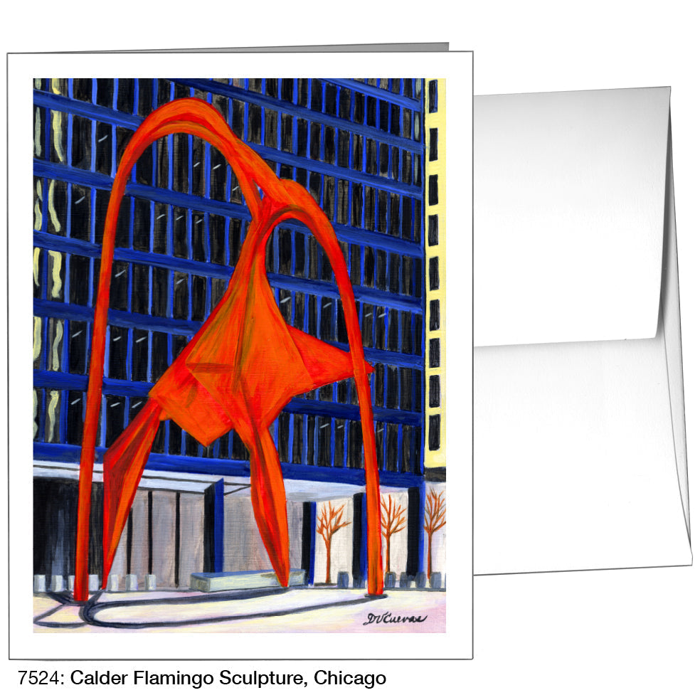 Calder Flamingo Sculpture, Chicago, Greeting Card (7524A)