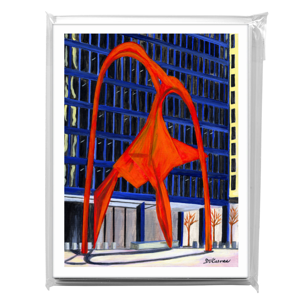 Calder Flamingo Sculpture, Chicago, Greeting Card (7524A)