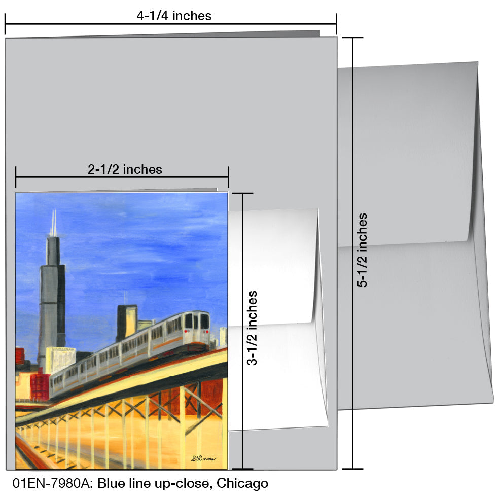 Blue Line Up-Close, Chicago, Greeting Card (7980A) - Arte House