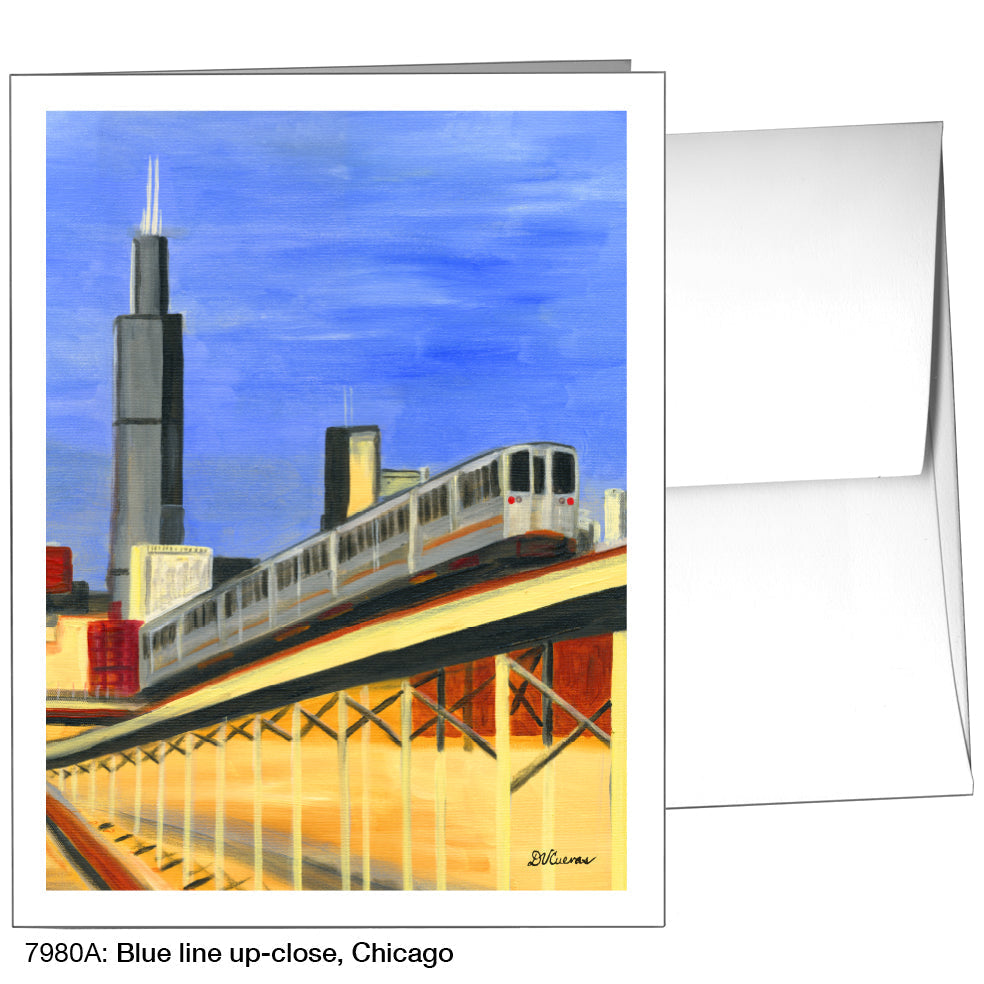 Blue Line Up-Close, Chicago, Greeting Card (7980A) - Arte House