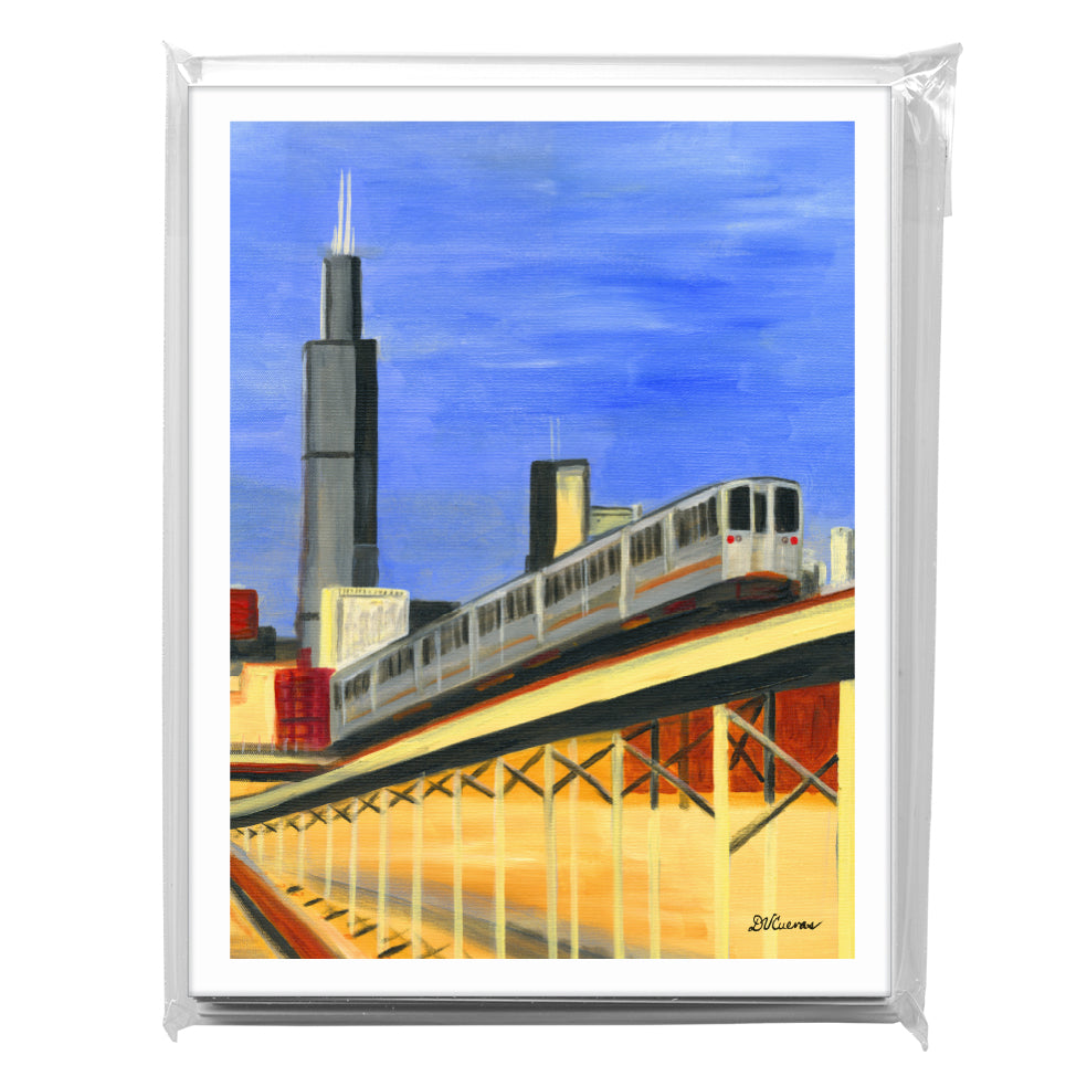 Blue Line Up-Close, Chicago, Greeting Card (7980A) - Arte House