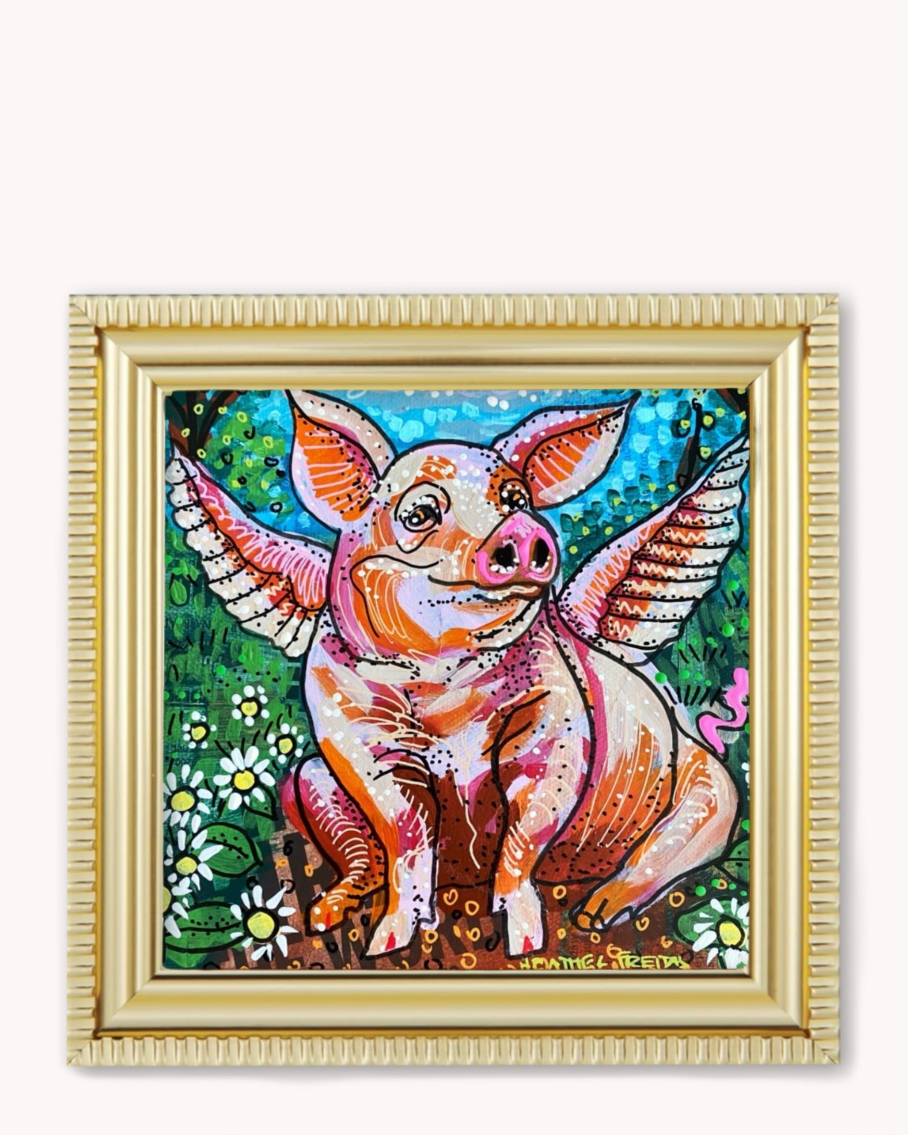 Dasiy Flying Pig Framed Magnet ( Medium ) - Arte House