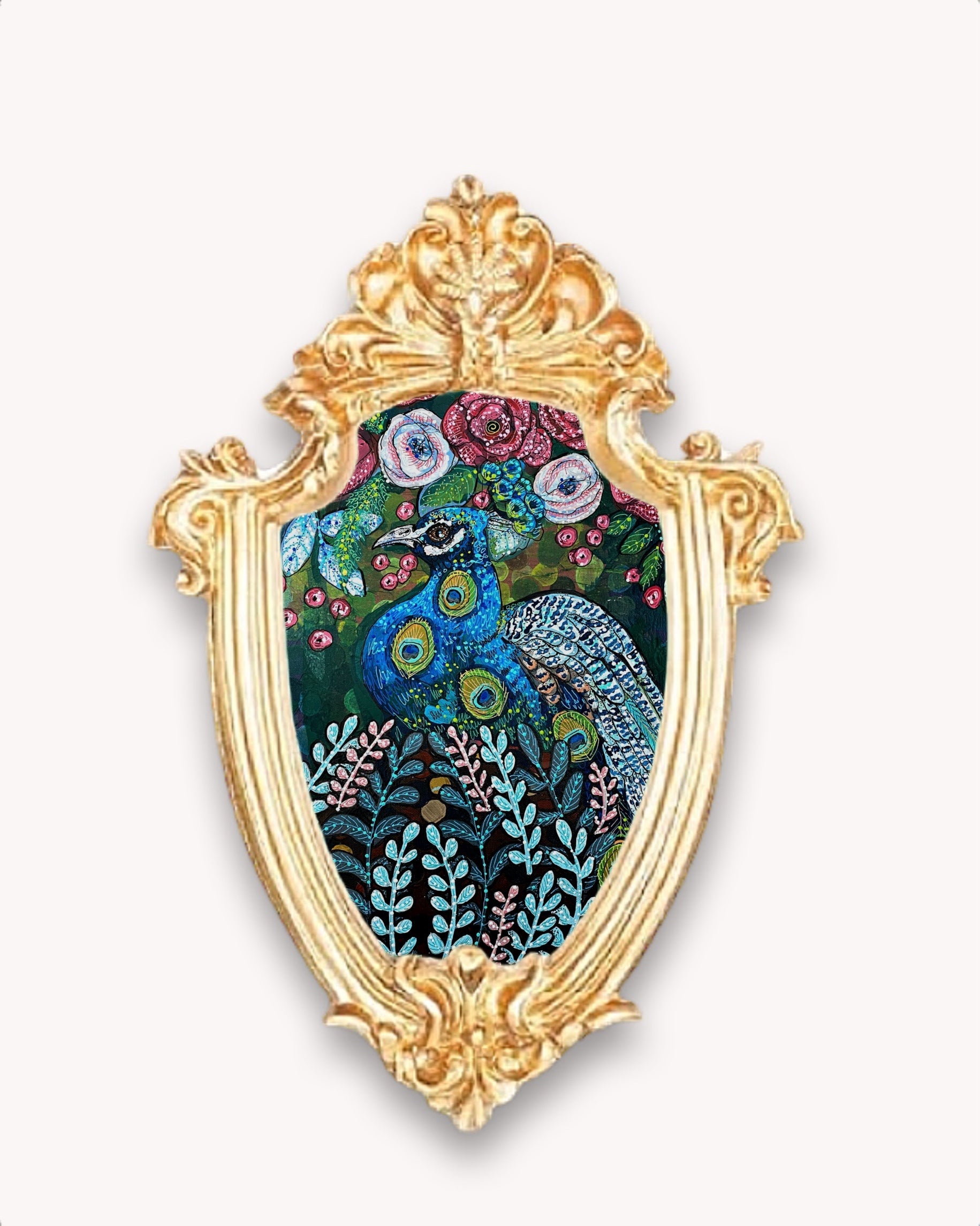 Blue Boy Peacock Framed Magnet ( Small ) - Arte House
