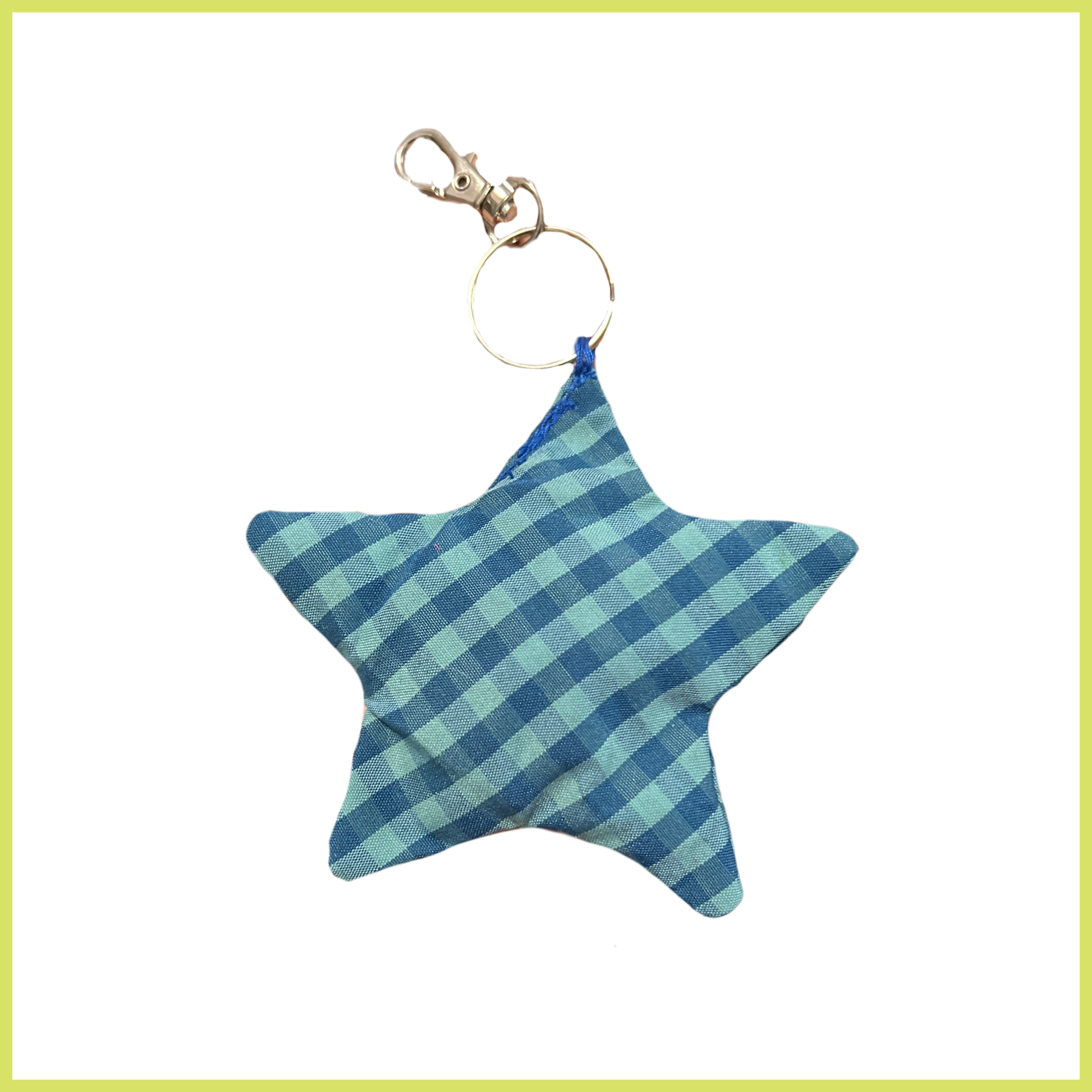 Blue Gingham Star Bag Charm