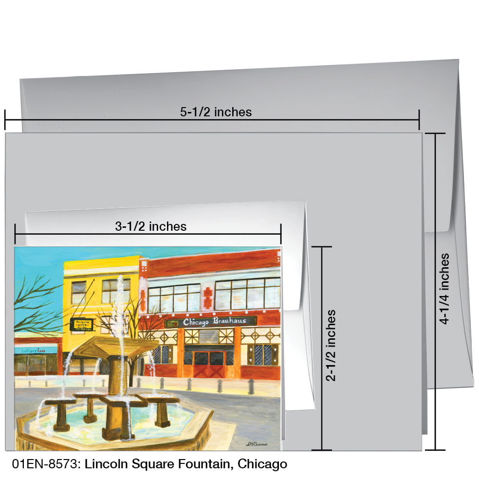 Lincoln Square Fountain, Chicago, Greeting Card (8573A) - Arte House