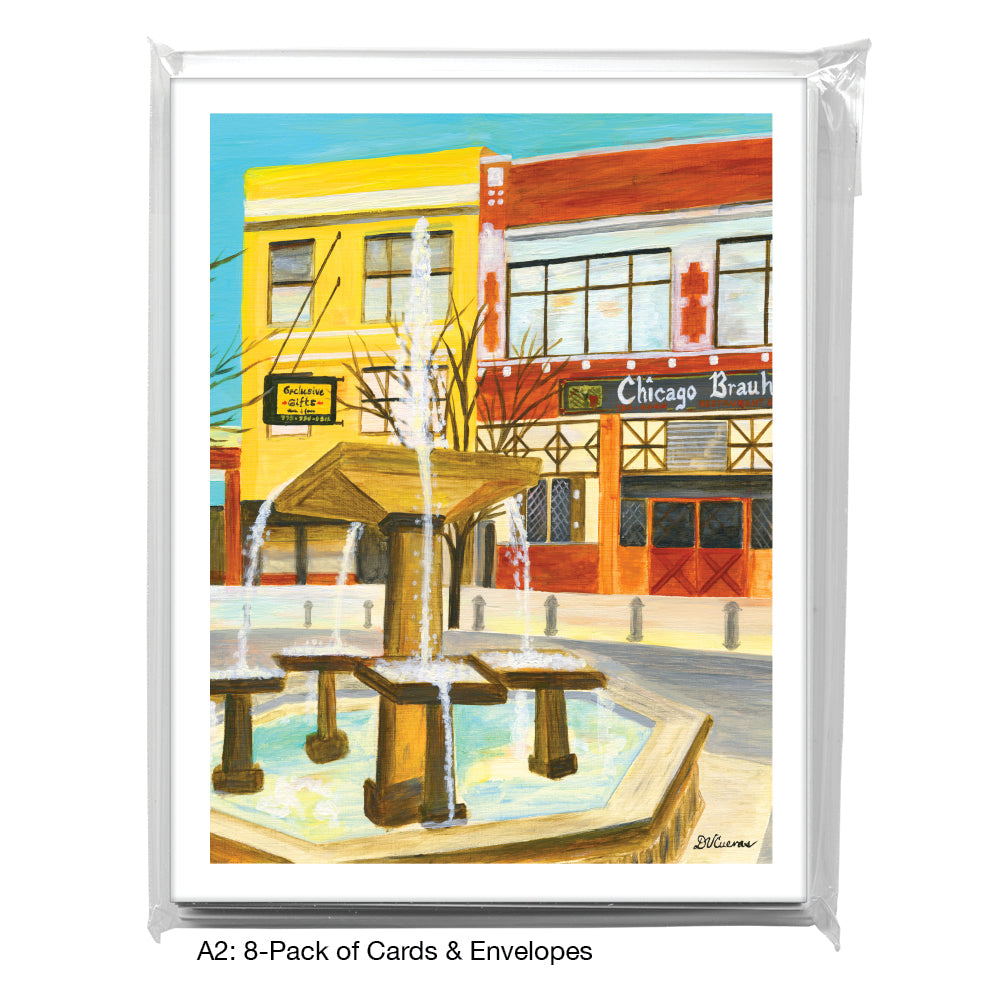 Lincoln Square Fountain, Chicago, Greeting Card (8573C) - Arte House