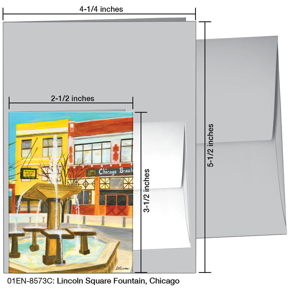 Lincoln Square Fountain, Chicago, Greeting Card (8573C) - Arte House