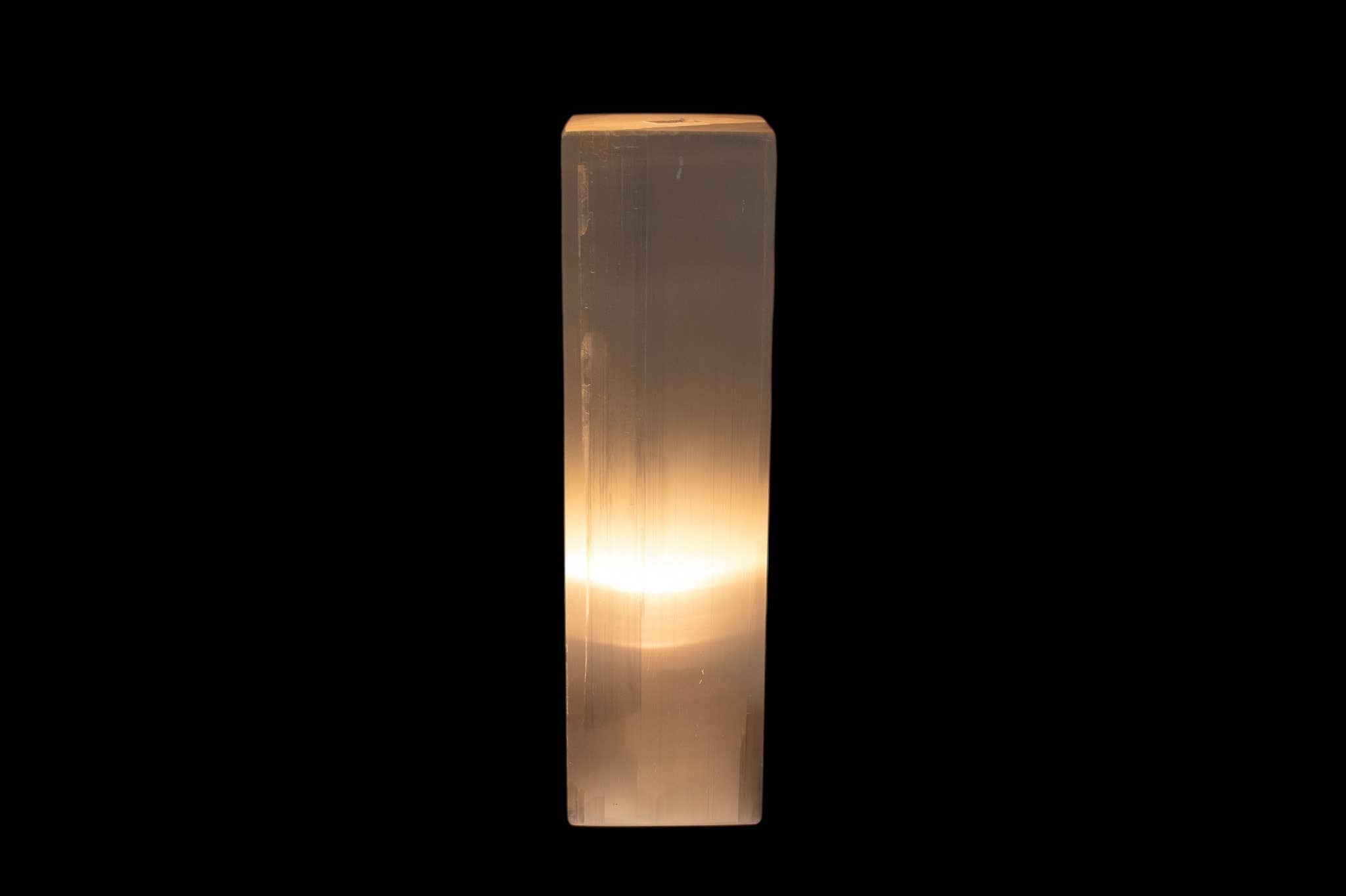 Selenite Lamp Rectangle Tower 29cm