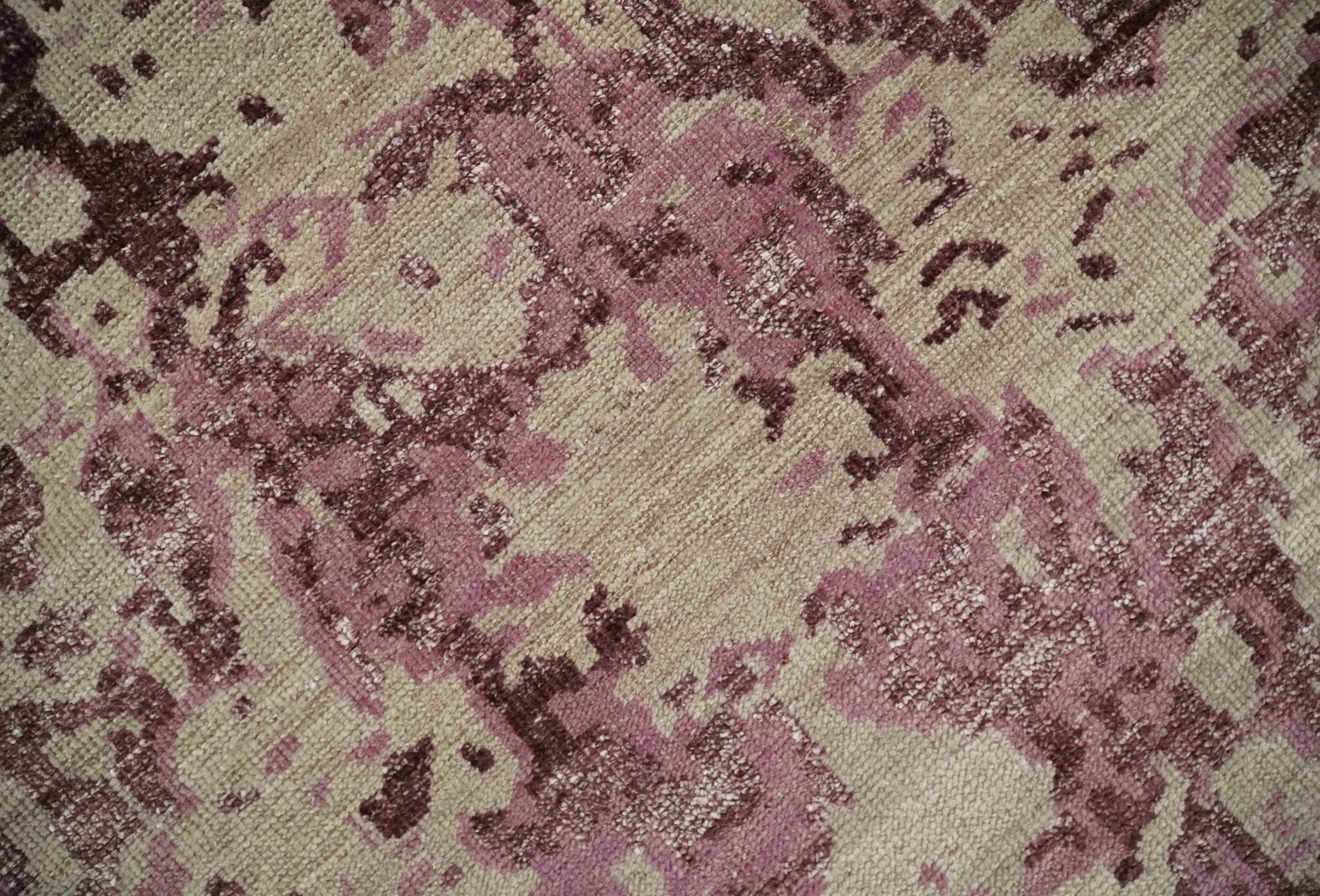 8x10 Camel and Purple Antique Style, Abstract Hand Knotted Low pile Wool Area Rug - Arte House
