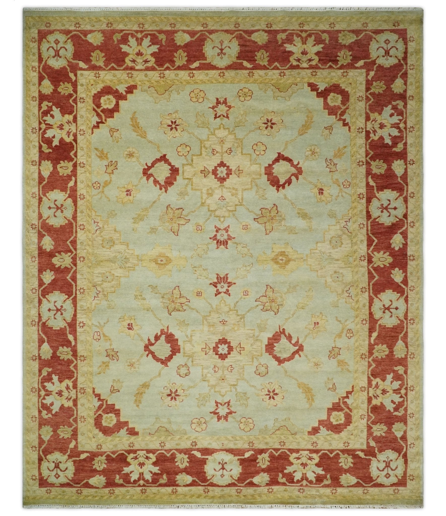 8x10 Fine Hand Knotted Beige and Rust Traditional Vintage Persian Antique Wool Rug | AGR36 - Arte House
