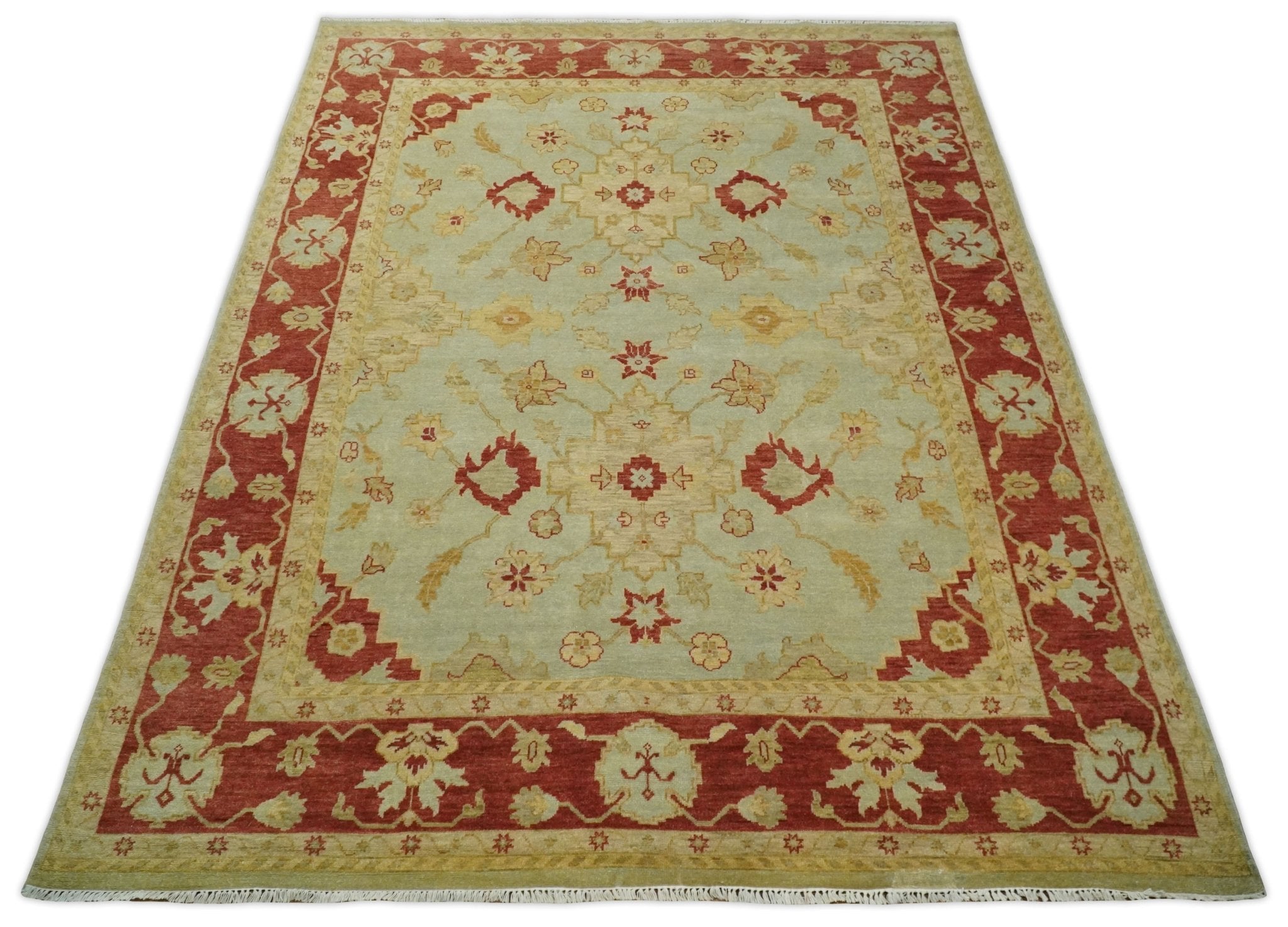 8x10 Fine Hand Knotted Beige and Rust Traditional Vintage Persian Antique Wool Rug | AGR36 - Arte House