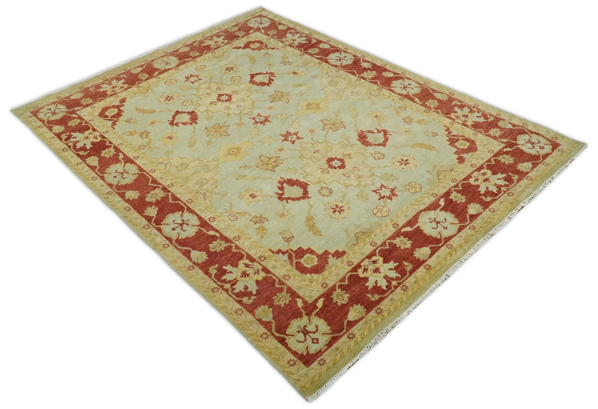 8x10 Fine Hand Knotted Beige and Rust Traditional Vintage Persian Antique Wool Rug | AGR36 - Arte House