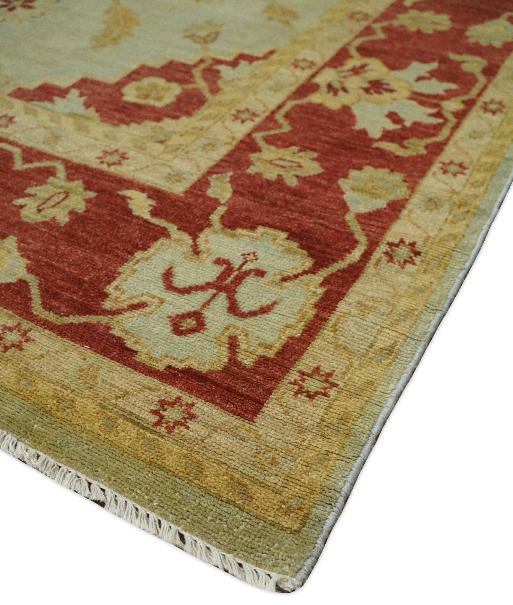 8x10 Fine Hand Knotted Beige and Rust Traditional Vintage Persian Antique Wool Rug | AGR36 - Arte House