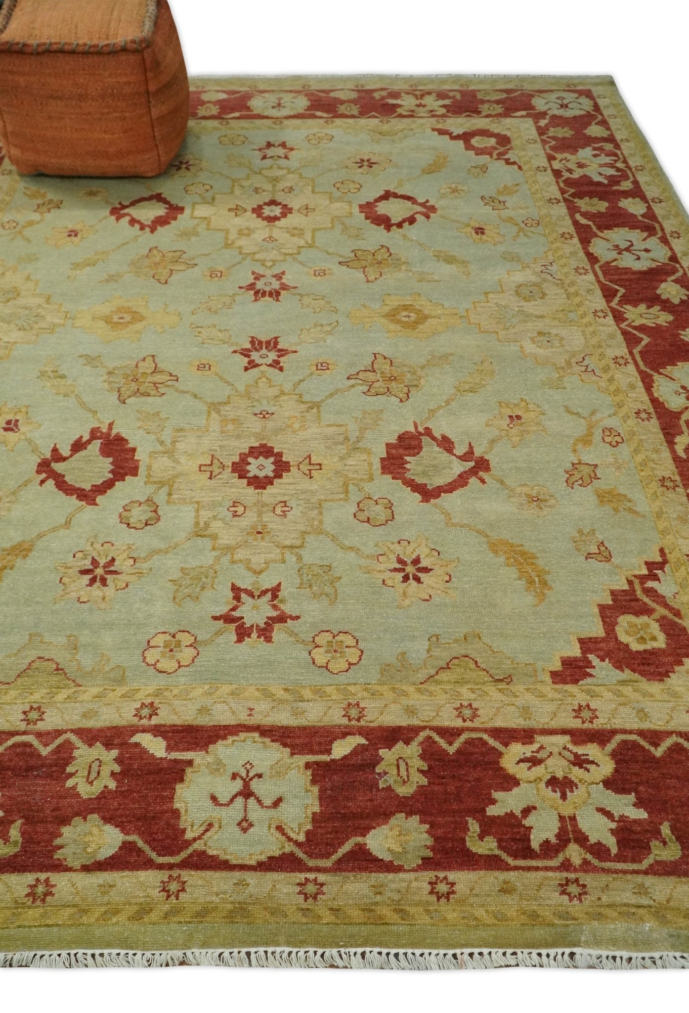 8x10 Fine Hand Knotted Beige and Rust Traditional Vintage Persian Antique Wool Rug | AGR36 - Arte House