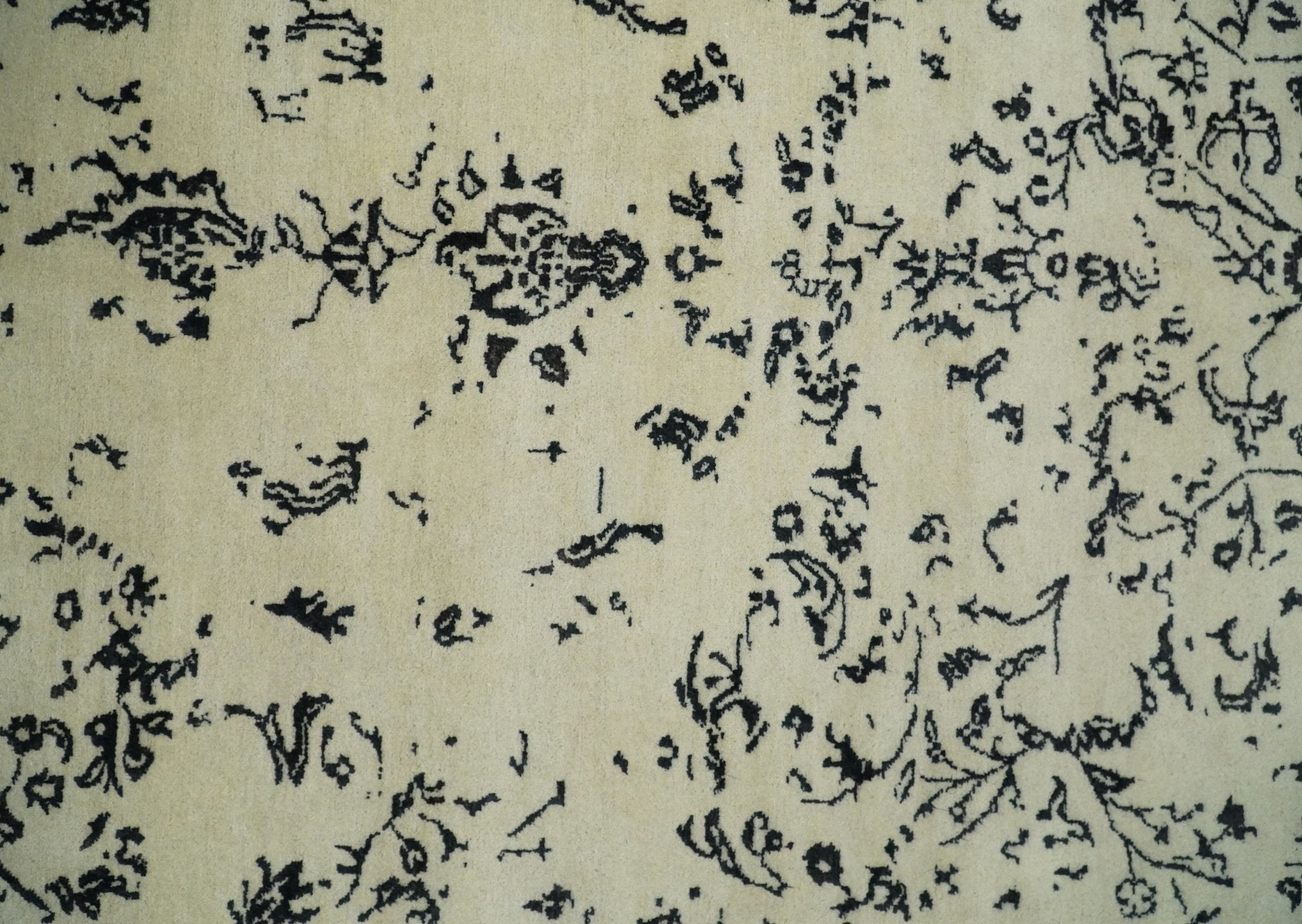 8x10 Fine Hand Knotted Beige and Black Traditional Vintage Persian Antique Wool Rug | AGR35 - Arte House