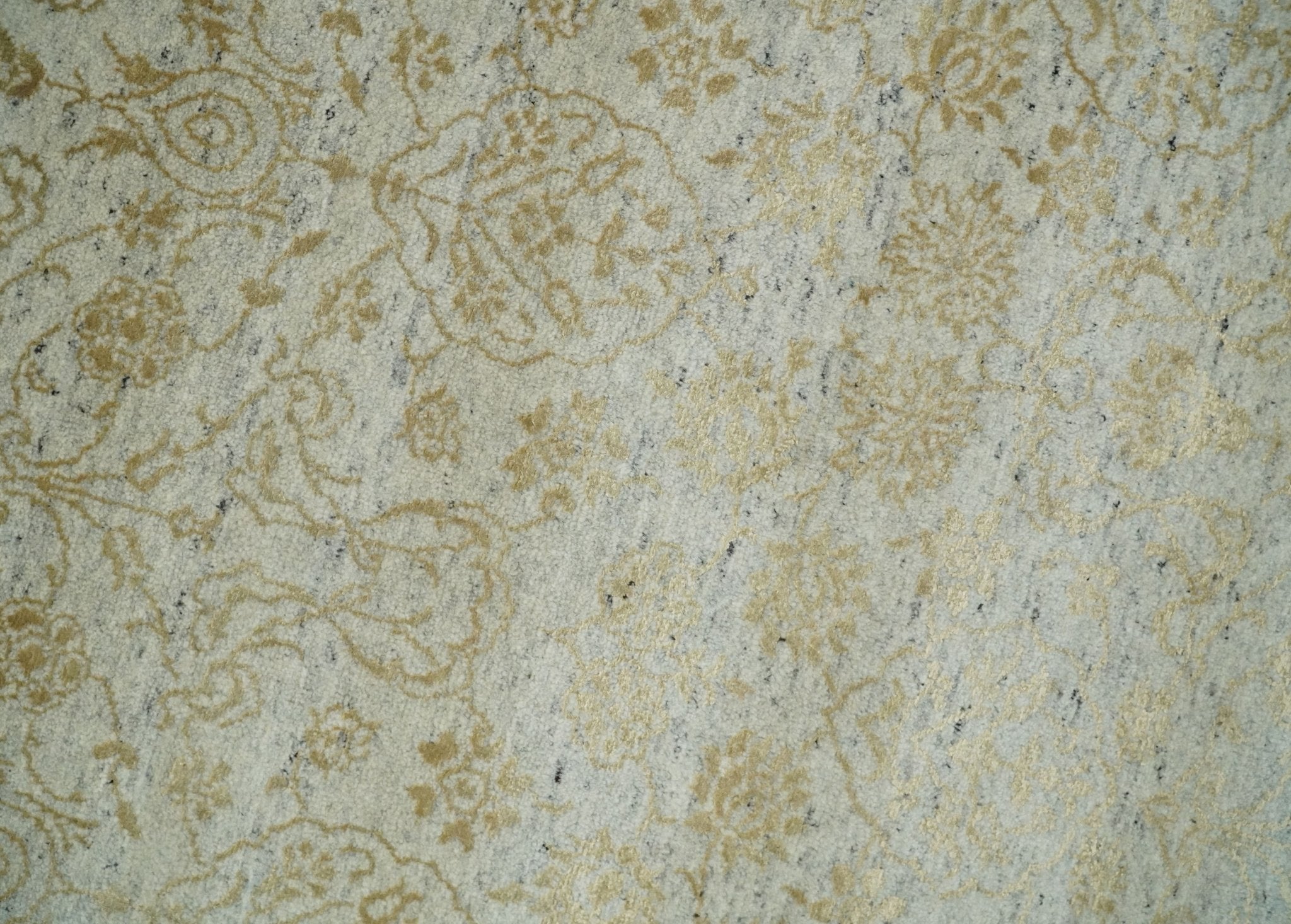 8x10 Fine Hand Knotted Beige and Gold Traditional Vintage Persian Style Antique Silk Rug | AGR21 - Arte House