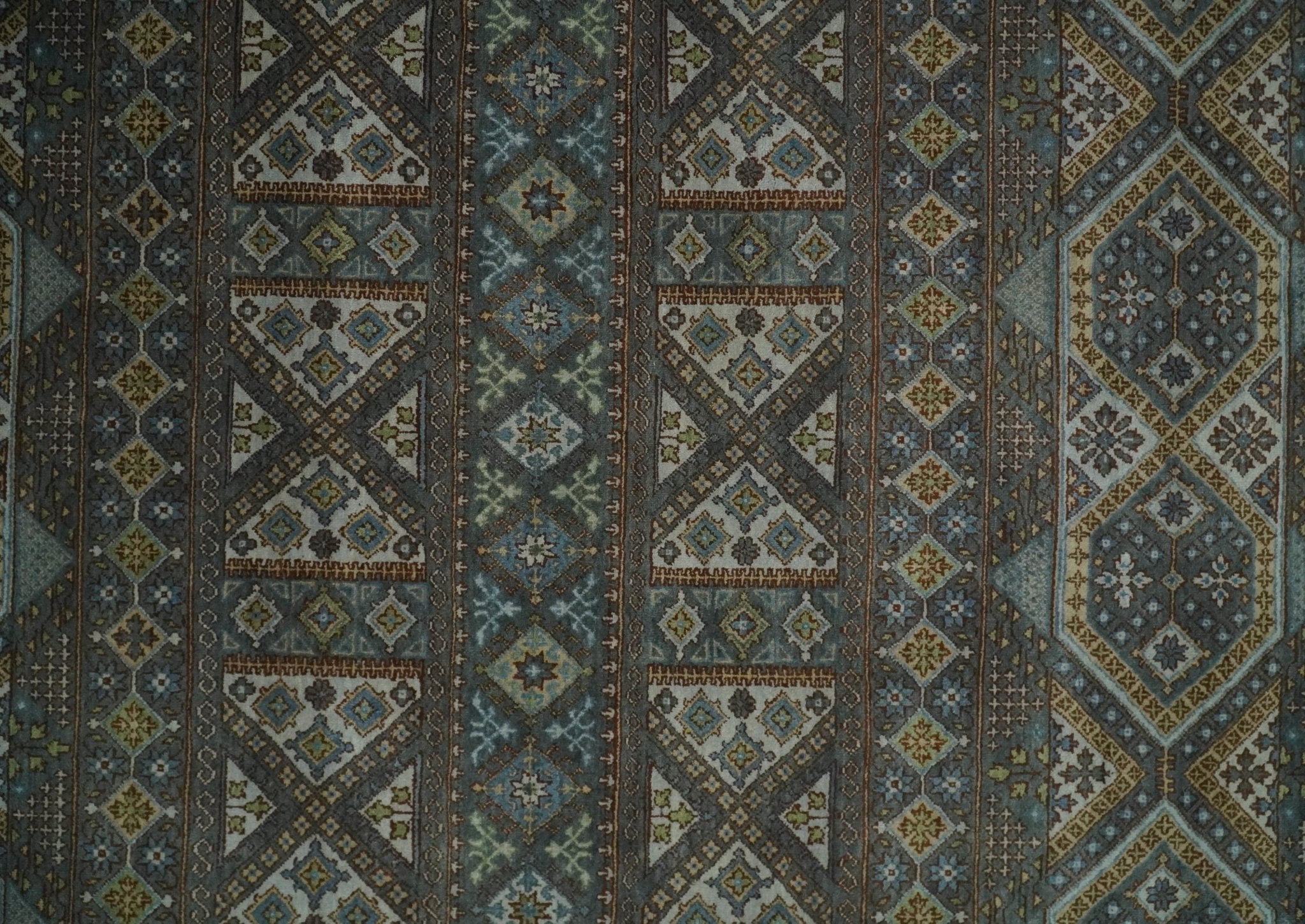 8x10 Fine Hand Knotted Brown and Blue Southwestern Traditional Antique Area Rug | AGR41 - Arte House