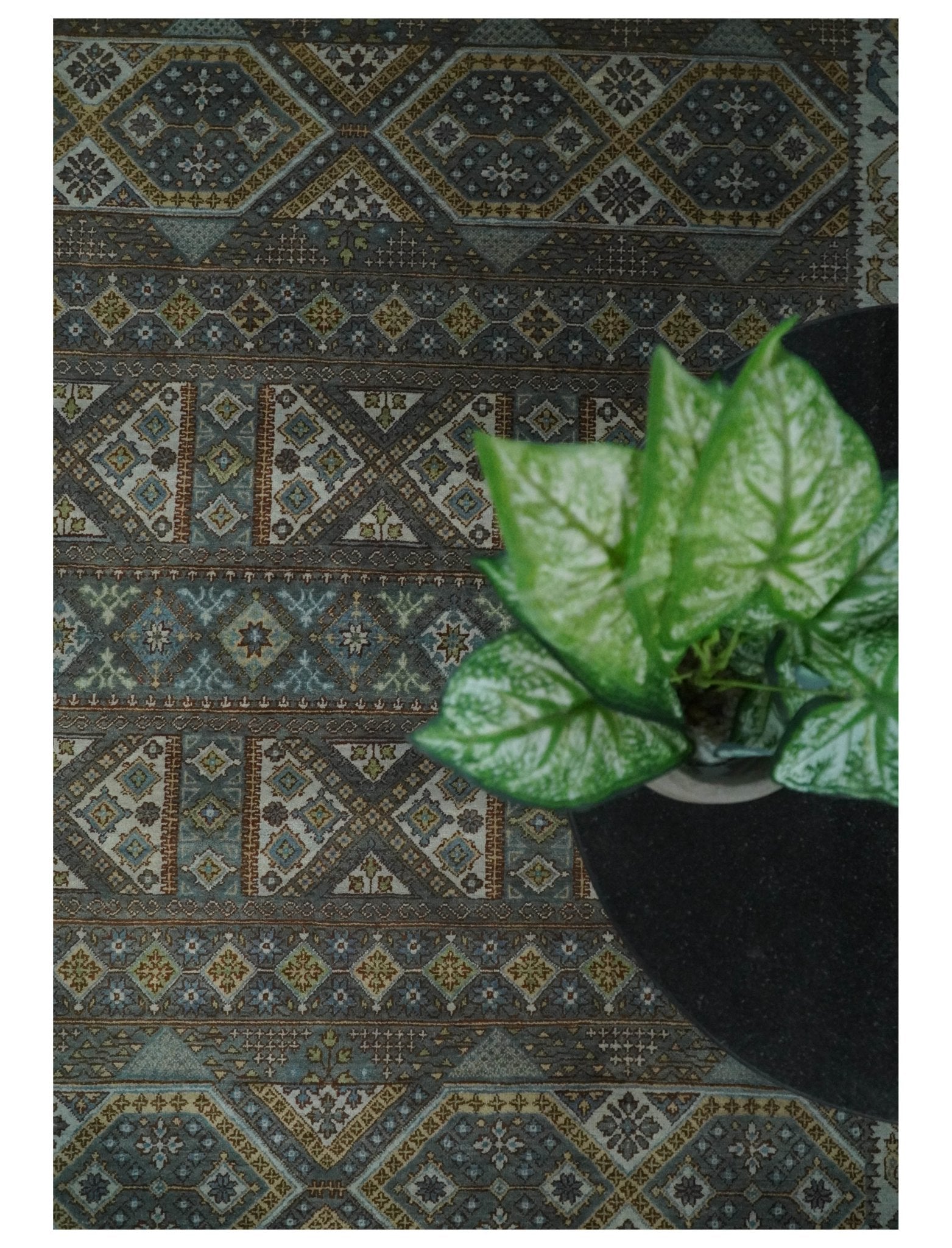 8x10 Fine Hand Knotted Brown and Blue Southwestern Traditional Antique Area Rug | AGR41 - Arte House