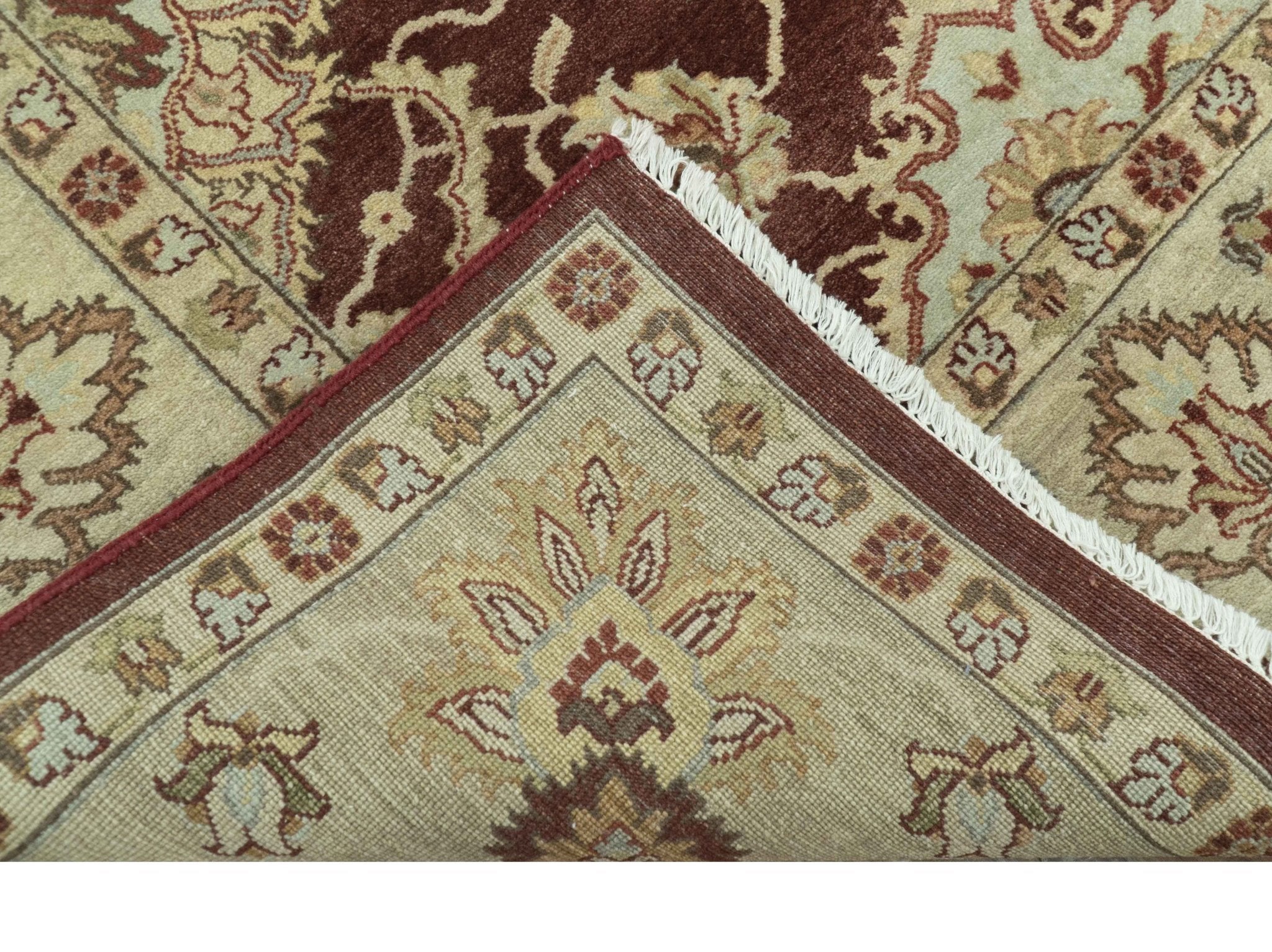 8X10 Fine Hand Knotted Rust And Gold Traditional Design Wool Rug - Arte House