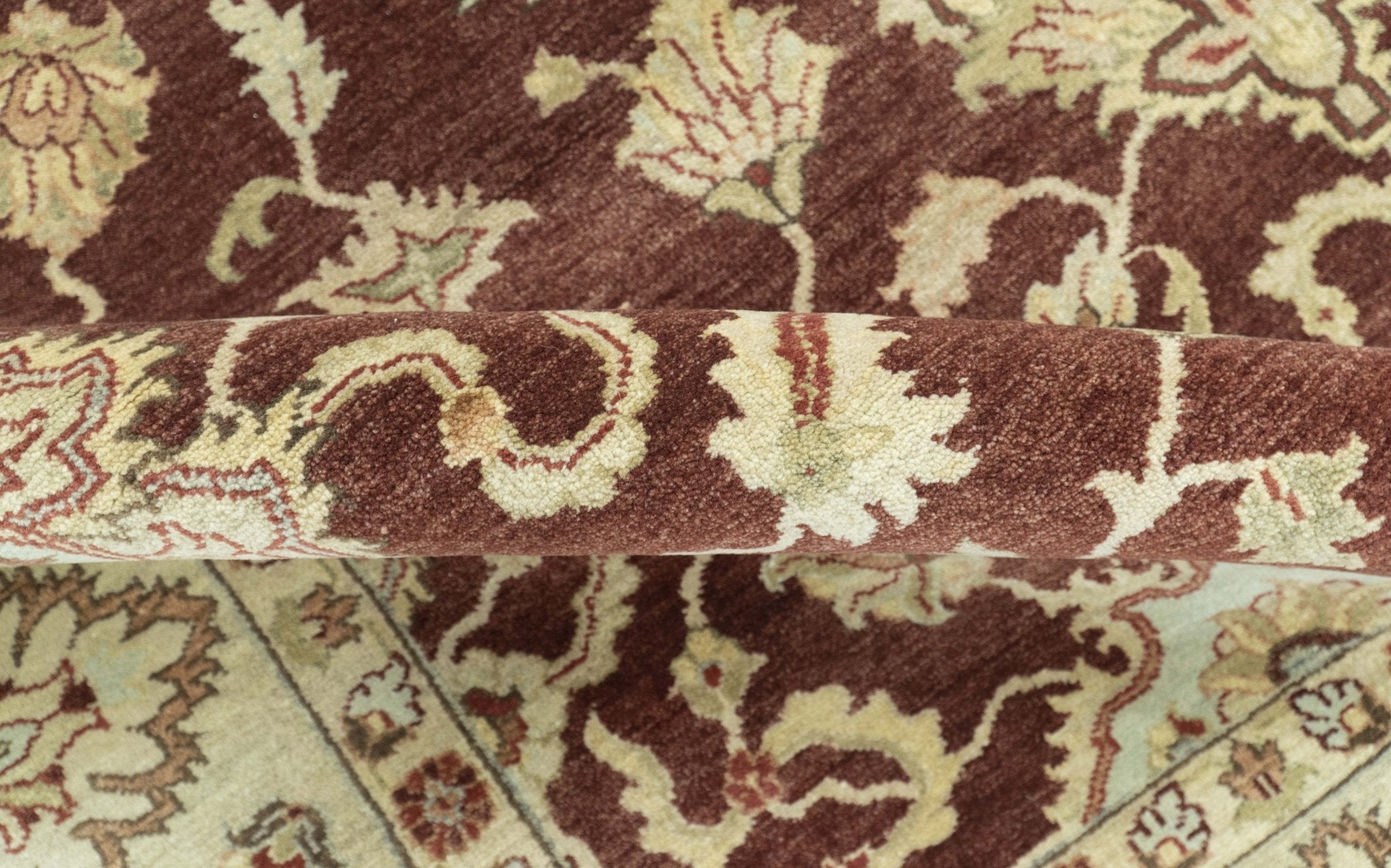 8X10 Fine Hand Knotted Rust And Gold Traditional Design Wool Rug - Arte House