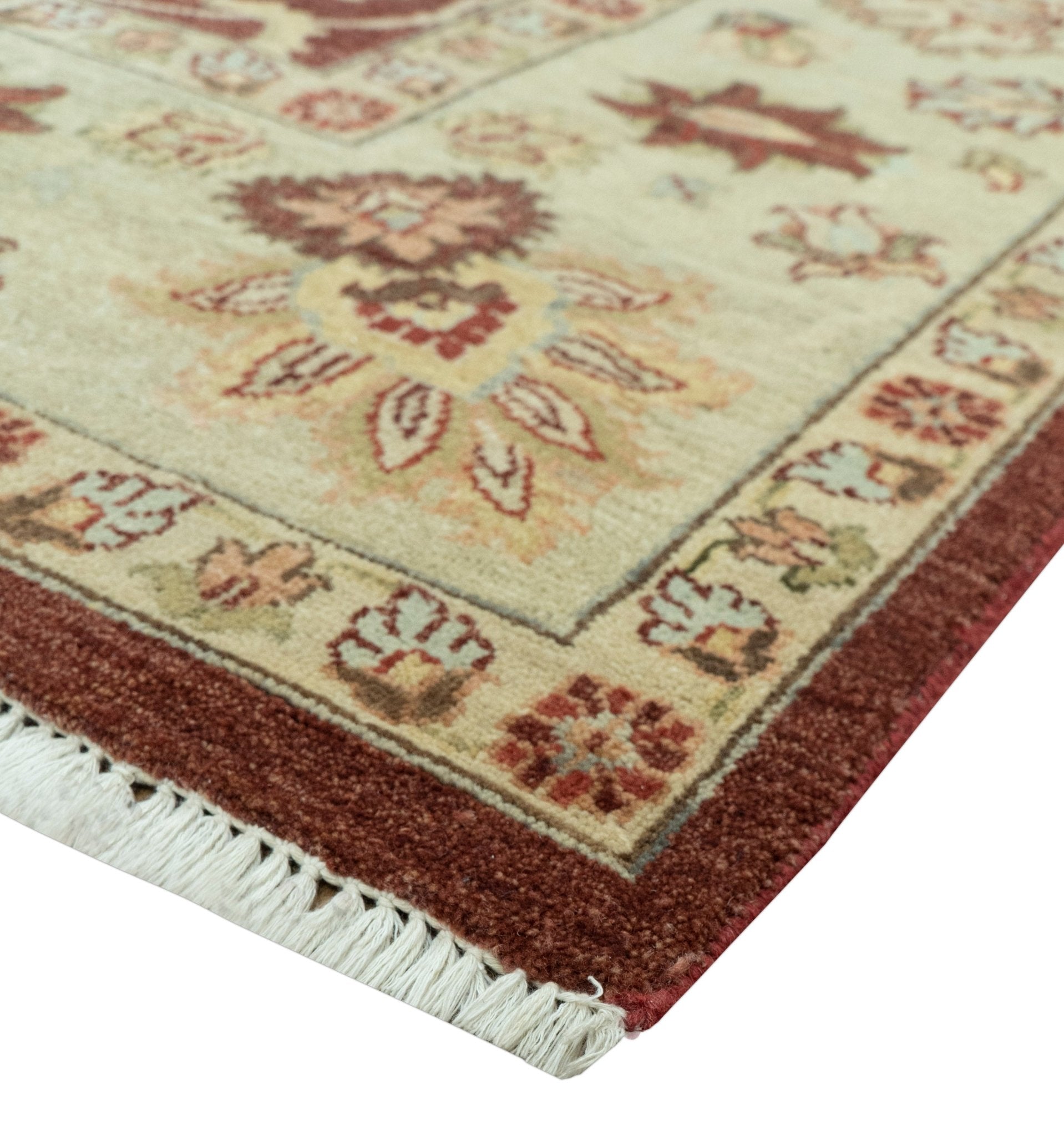 8X10 Fine Hand Knotted Rust And Gold Traditional Design Wool Rug - Arte House