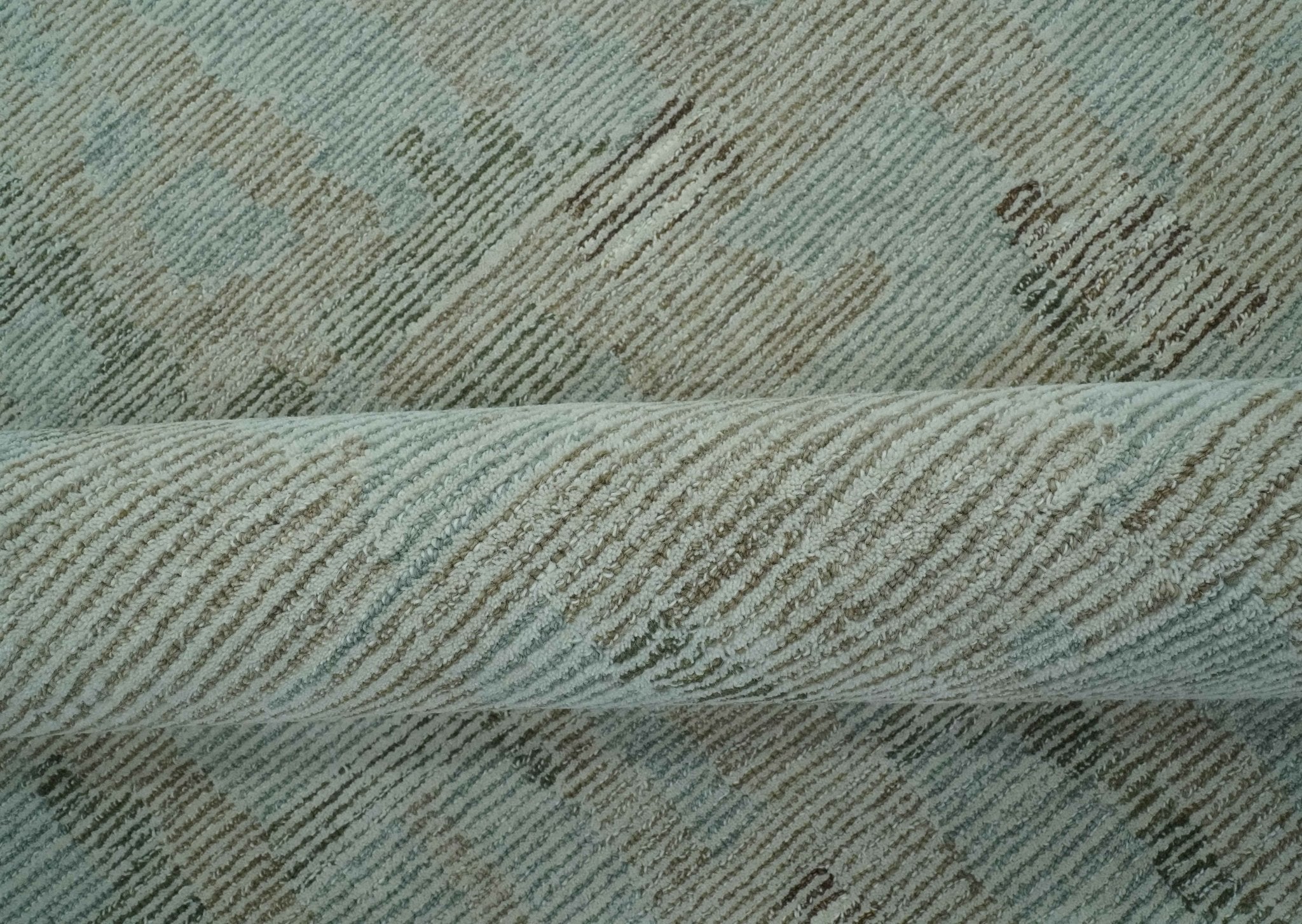 8x10 Modern Abstract Teal, Olive and Ivory Hand Tufted wool area rug - Arte House