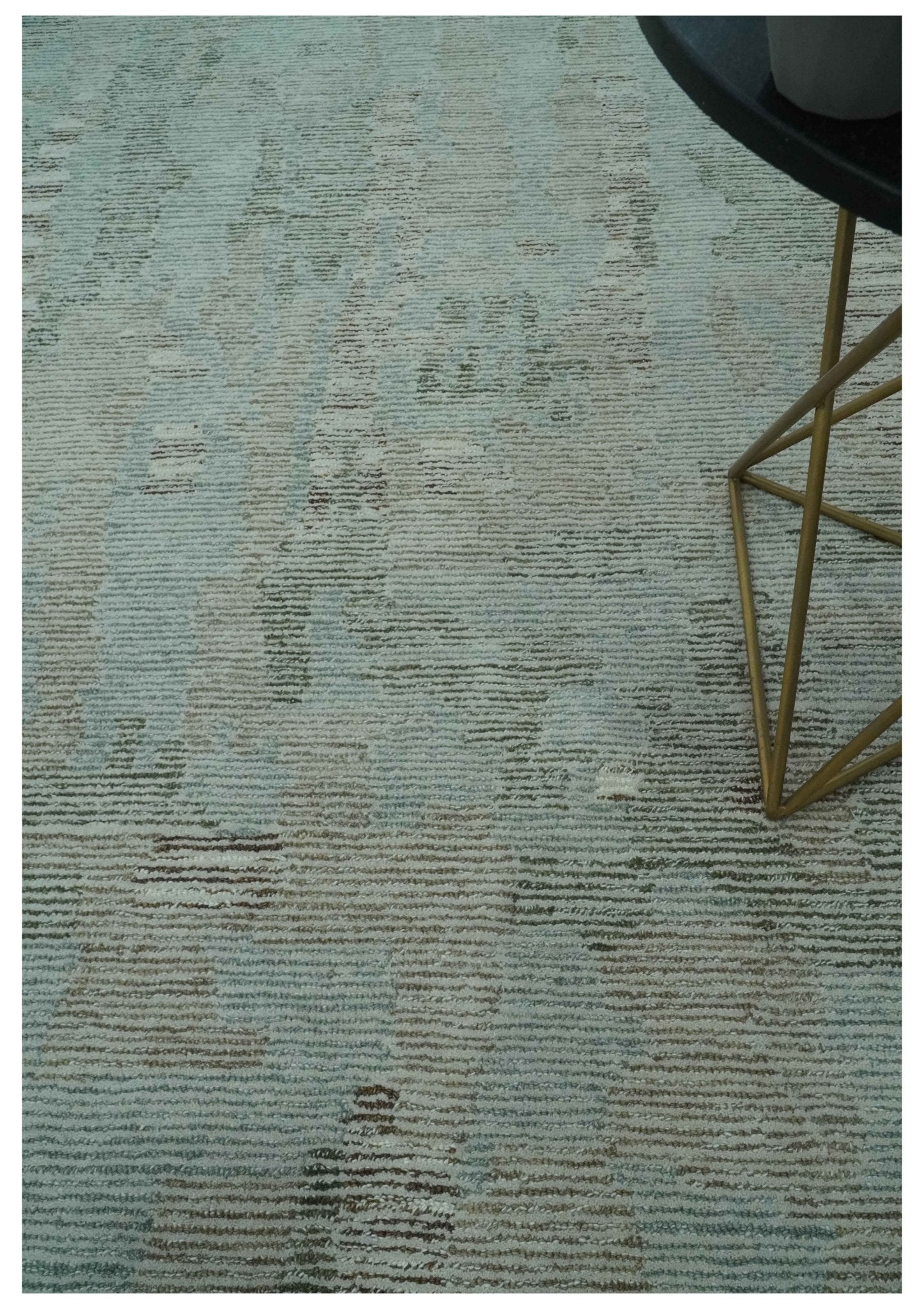 8x10 Modern Abstract Teal, Olive and Ivory Hand Tufted wool area rug - Arte House