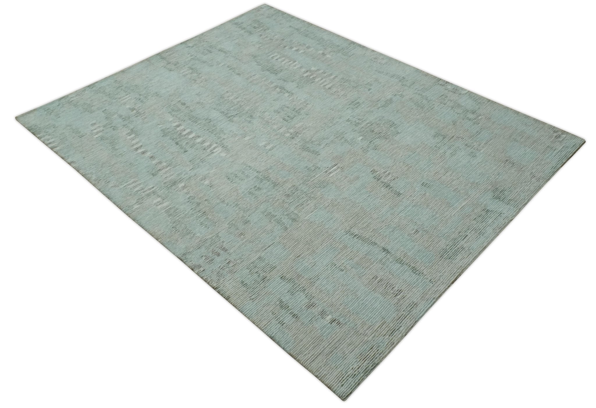 8x10 Modern Abstract Teal, Olive and Ivory Hand Tufted wool area rug - Arte House