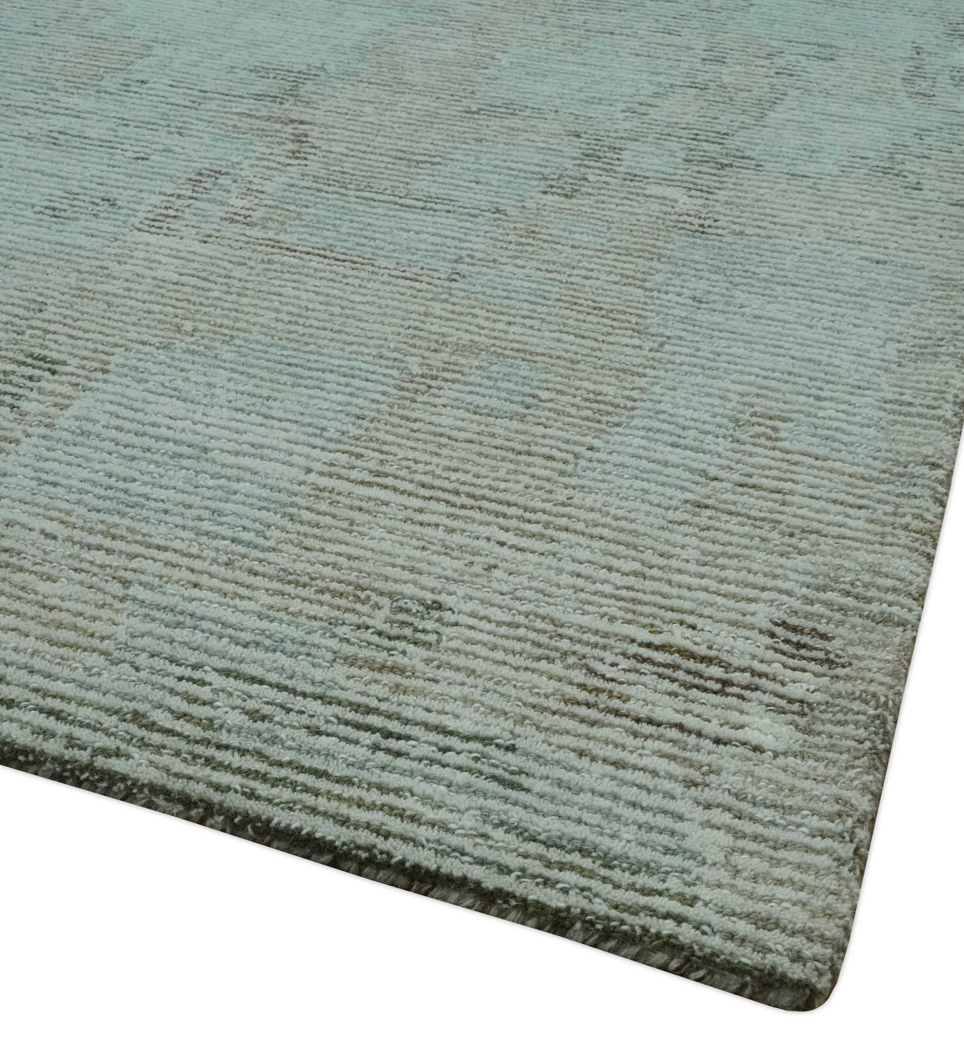8x10 Modern Abstract Teal, Olive and Ivory Hand Tufted wool area rug - Arte House