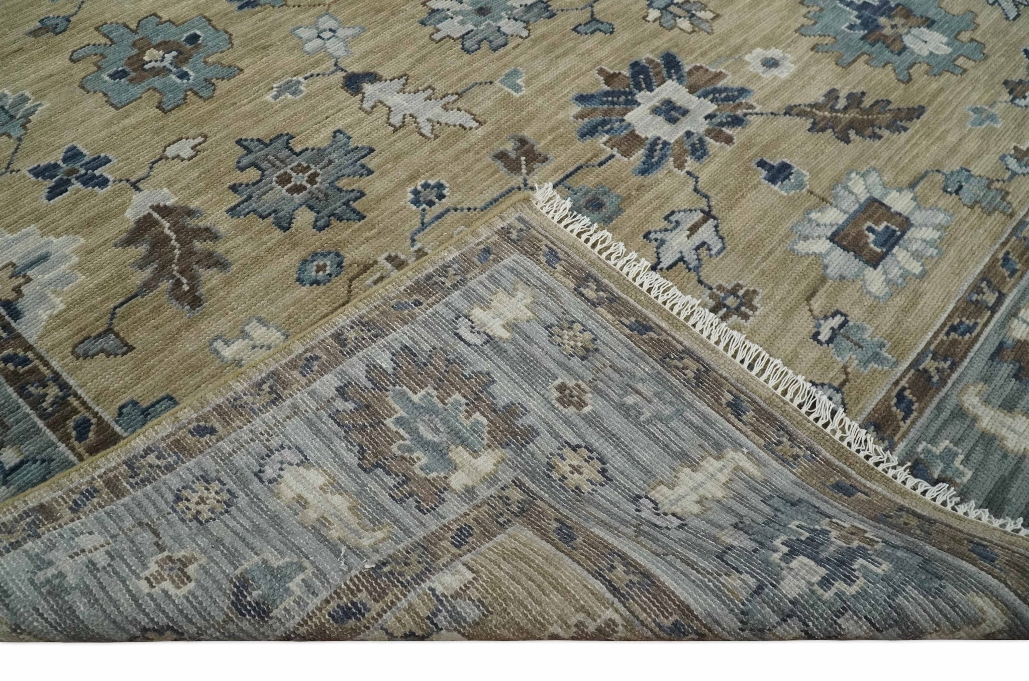 8x10 Traditional Beige and Gray Antique Style Floral Hand knotted Wool Area Rug - Arte House