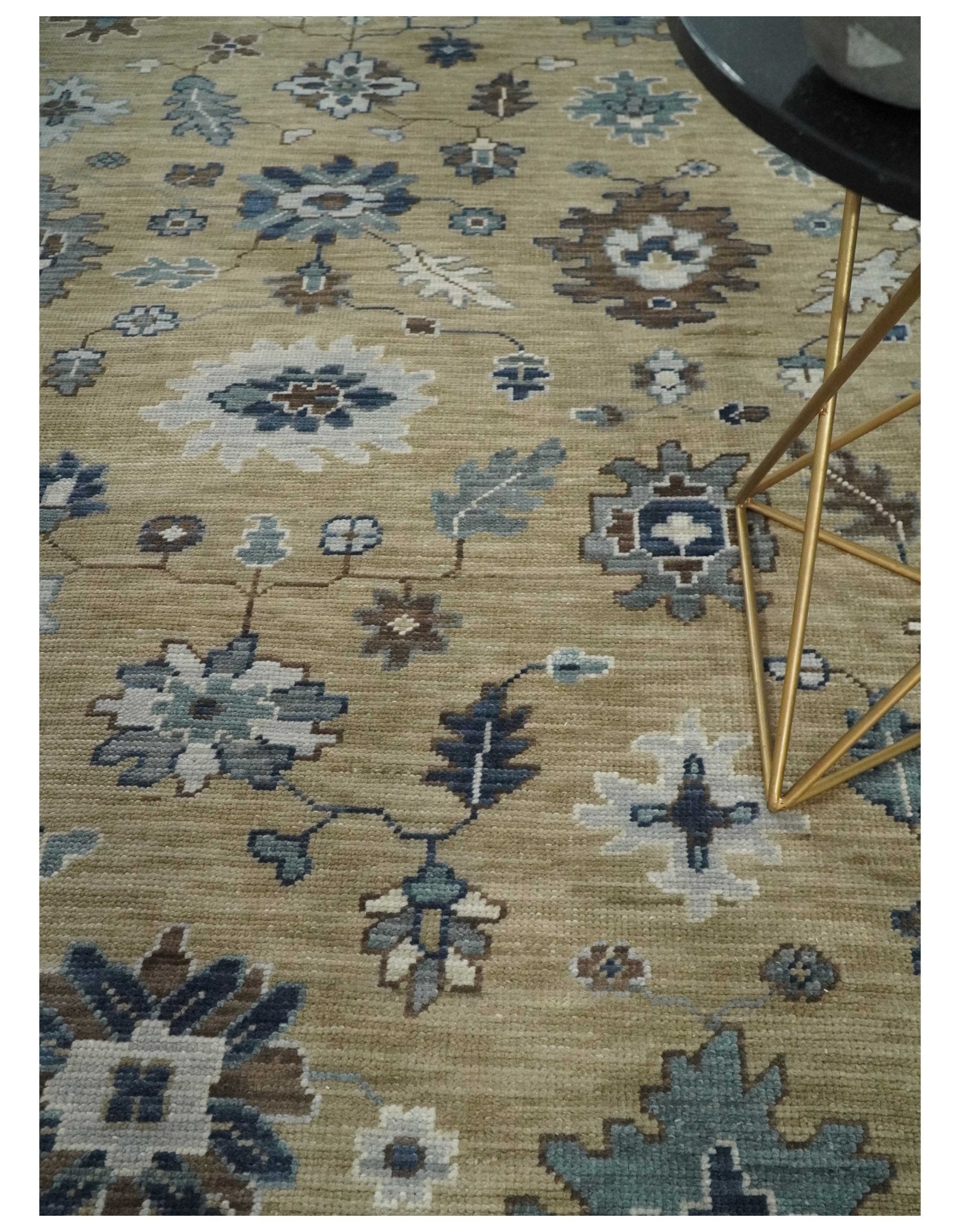 8x10 Traditional Beige and Gray Antique Style Floral Hand knotted Wool Area Rug - Arte House