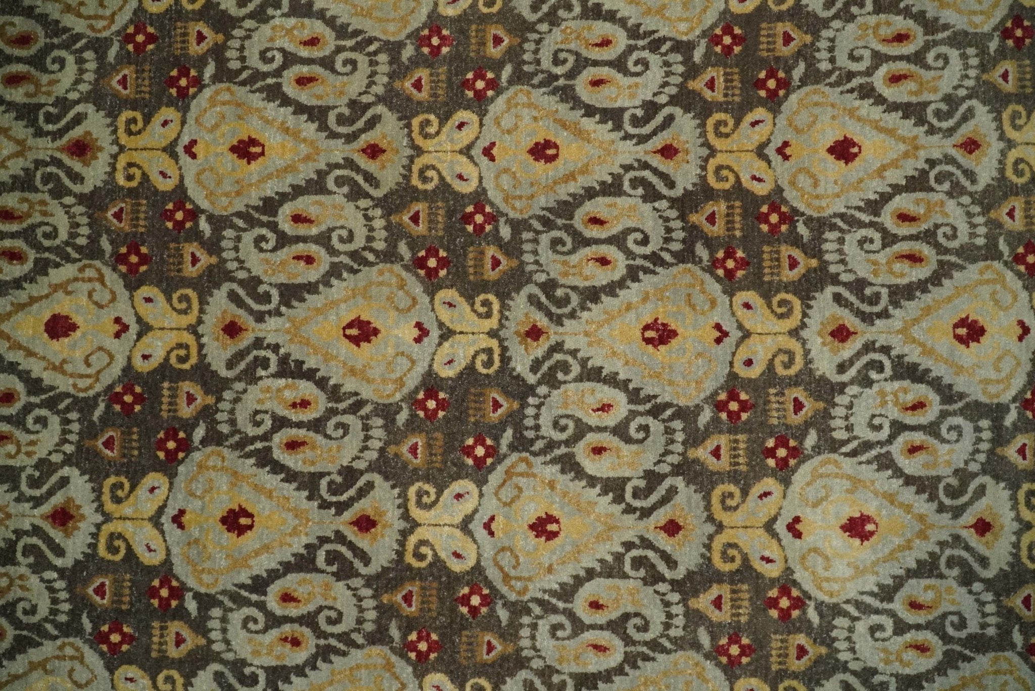 8x8 Round Fine Hand Knotted Brown and Beige Traditional Vintage Persian Style Antique Wool Rug | AGR48