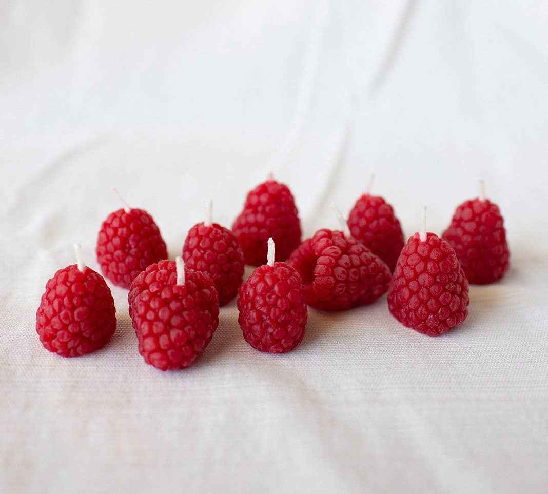 Raspberry Beeswax Birthday Candles