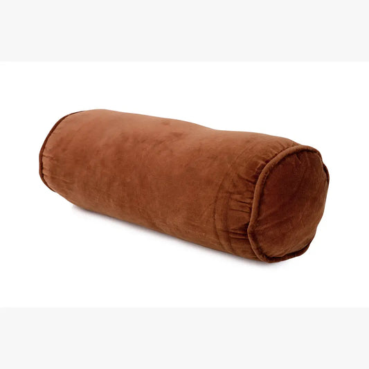Velvet Handmade bolster Pillow Rust - 18x7 Inches