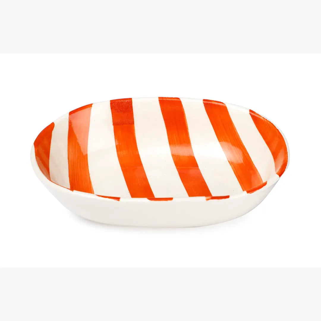 Ceramic stripe Bowl, Orange  7x5x2 Inches (Set of 4) - Arte House