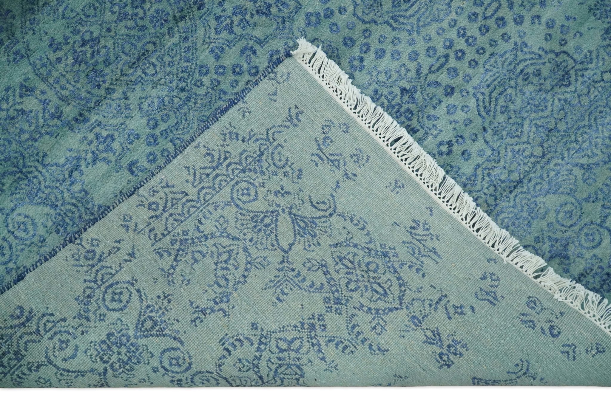9x12 Fine Hand Knotted Blue and Teal Traditional Vintage Persian Style Antique Wool Rug | AGR33 - Arte House
