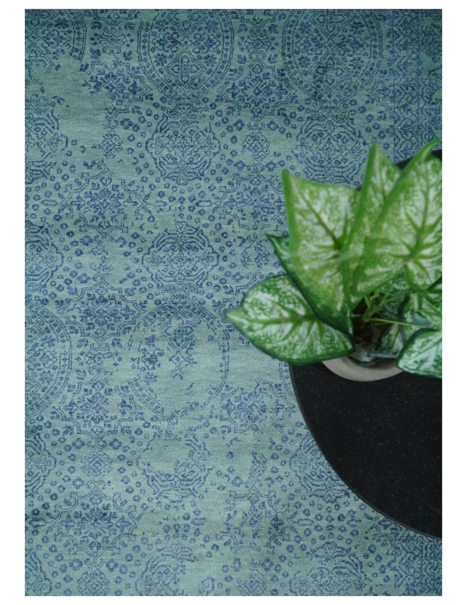9x12 Fine Hand Knotted Blue and Teal Traditional Vintage Persian Style Antique Wool Rug | AGR33 - Arte House