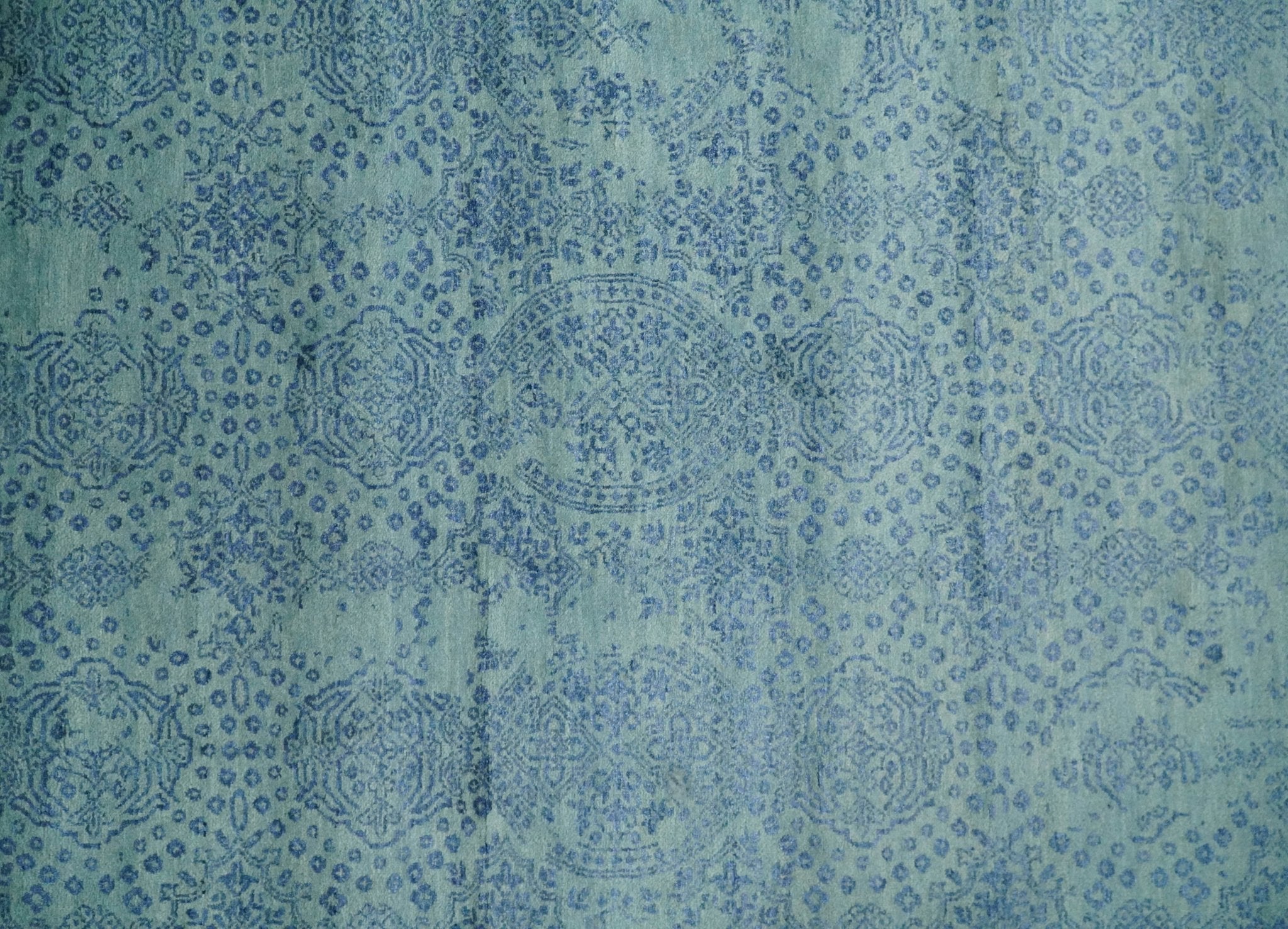 9x12 Fine Hand Knotted Blue and Teal Traditional Vintage Persian Style Antique Wool Rug | AGR33 - Arte House