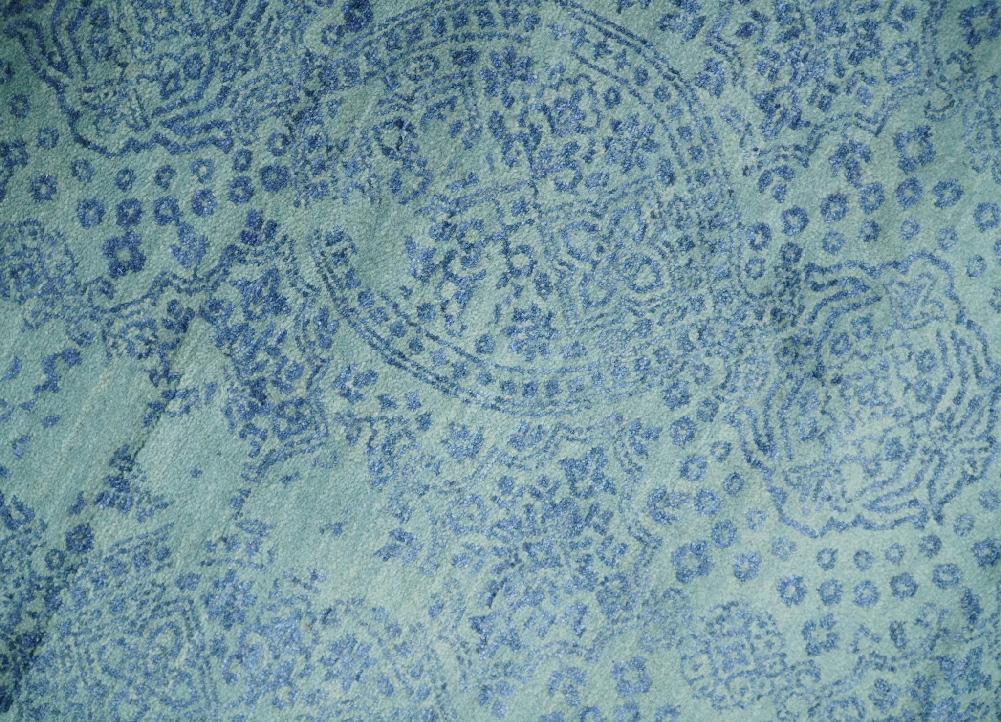 9x12 Fine Hand Knotted Blue and Teal Traditional Vintage Persian Style Antique Wool Rug | AGR33 - Arte House