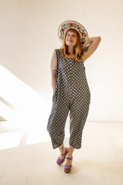 Houseline Classic Jumpsuit in Polka Dot Chambray