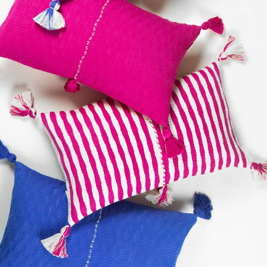 Antigua Pillow - Fuchsia Pink Stripe