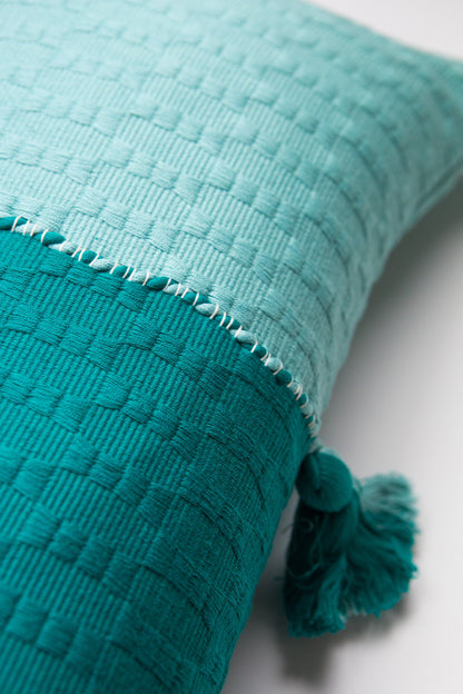 Antigua Pillow - Jade and Faded Aqua Colorblocked