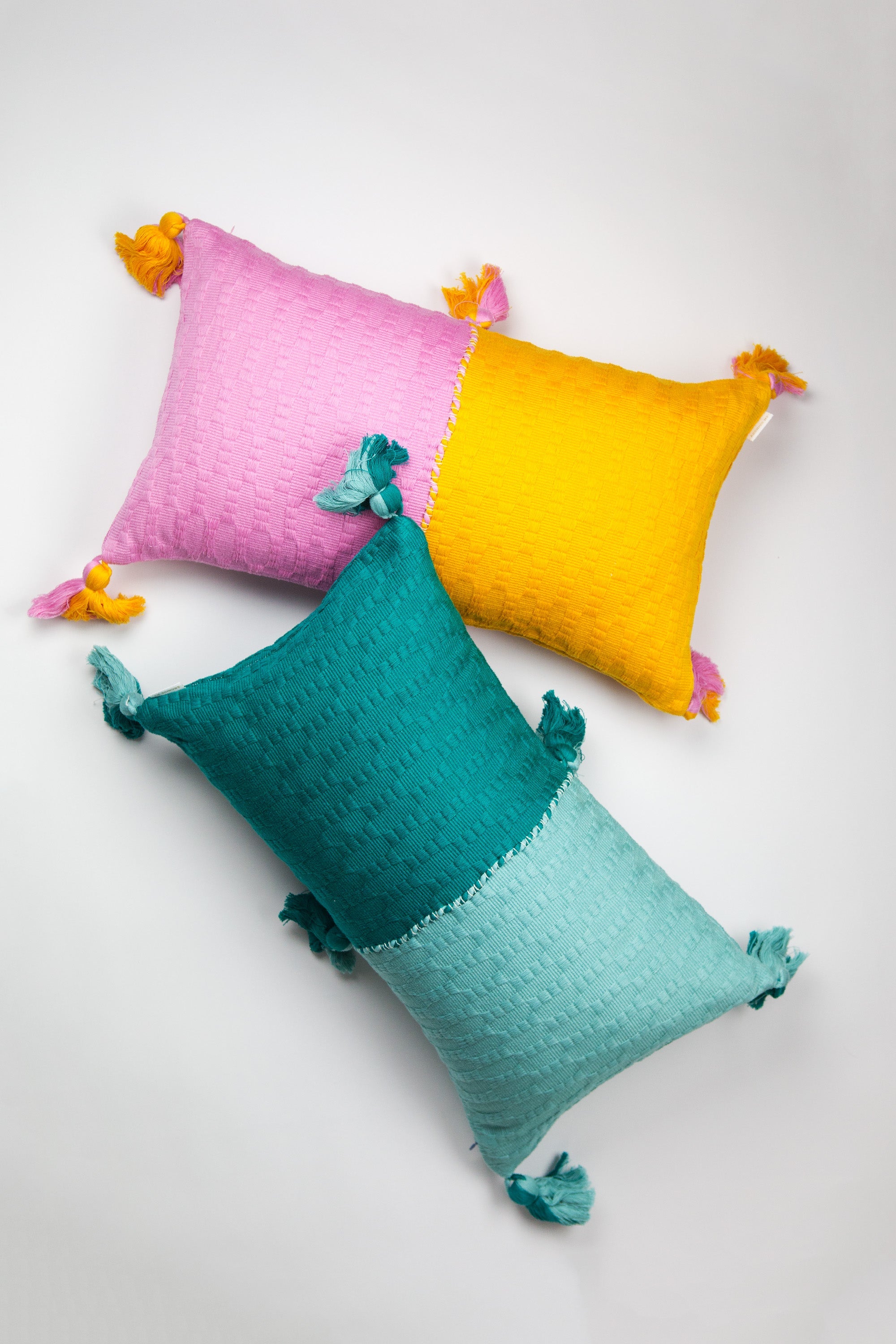 Antigua Pillow - Jade and Faded Aqua Colorblocked