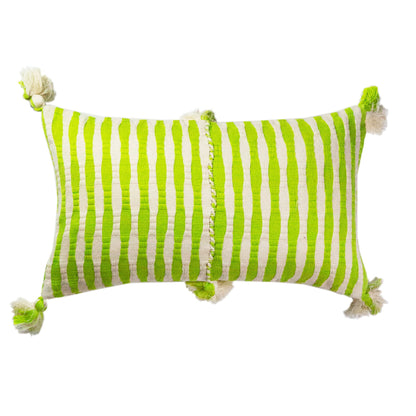 Antigua Pillow - Lemon Lime + Ivory Stripe