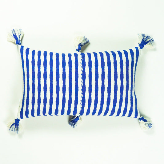 Antigua Pillow - Medium Blue Stripe