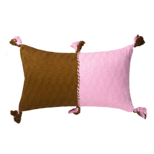 Antigua Pillow - Baby Pink &amp; Umber Colorblocked
