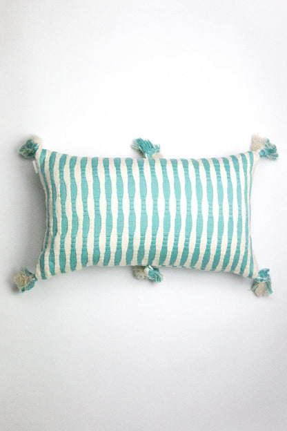 Antigua Pillow - Faded Aqua Striped