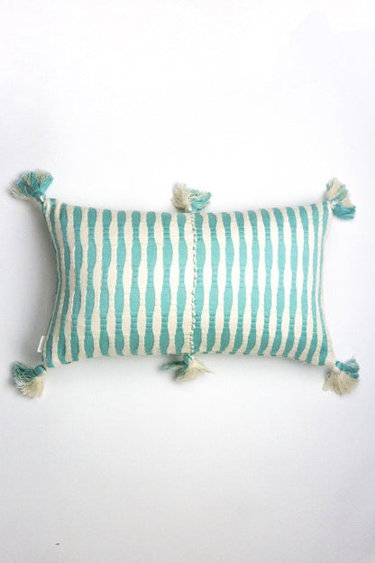 Antigua Pillow - Faded Aqua Striped
