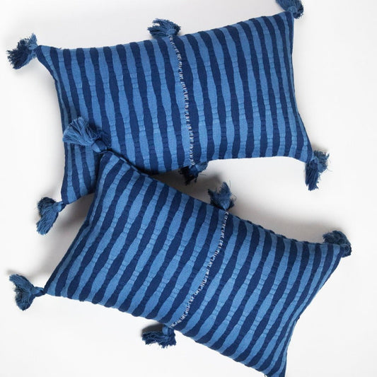 Antigua Pillow - Natural Indigo